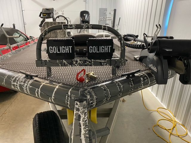 front view of a boat with text "GO LIGHTS"